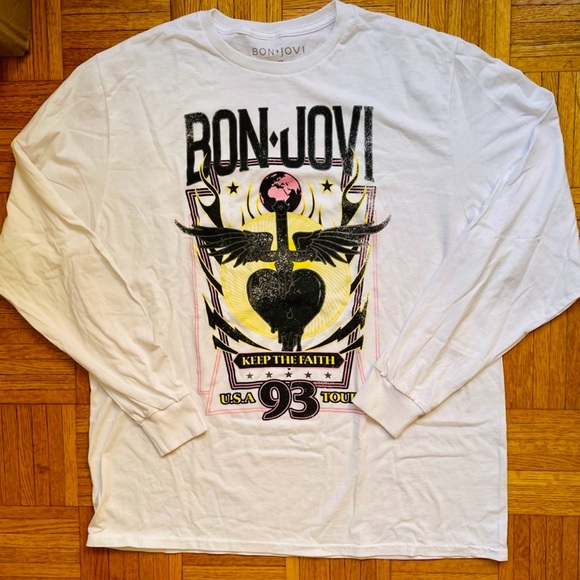 BON JOVI CONCERT BAND GRAPHIC LONG SLEEVE TEE SHIRT 1993 SIZE X-LARGE NWOT - Picture 7 of 10